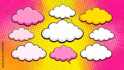 Colorful comic book style clouds