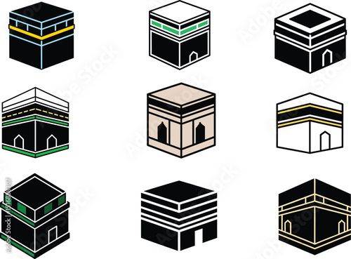 Vector Set of Iconic Religious Landmarks Featuring Diverse Cultural Designs