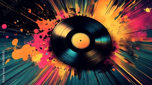 vinyl record with music background