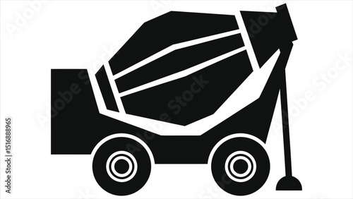 ( Cement Mixers)Simple black and white silhouette illustration of a concrete mixer./This is a clean, vector graphic of a concrete mixer.