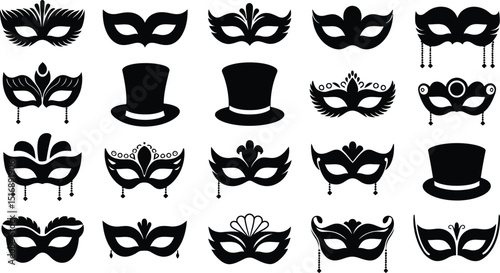 Mardi Gras carnival mask collection, creative Design vector illustration 