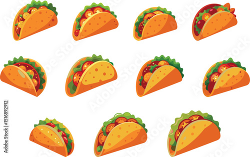 Tacos restaurant logo design set vector illustration