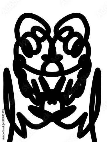 An abstract male figure silhouette in expressive black line art illustration, created with bold, expressive strokes against a white background. 