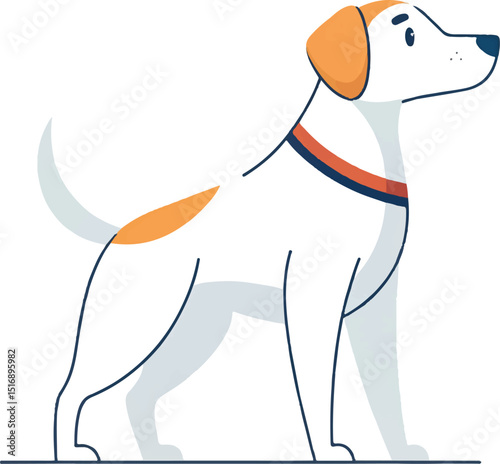 Cartoon happy dog on white