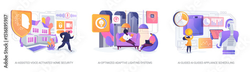 AI Enhancements for Smart Homes abstract concept vector illustrations.