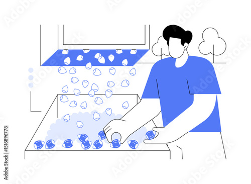 Hazelnuts production isolated cartoon vector illustrations.