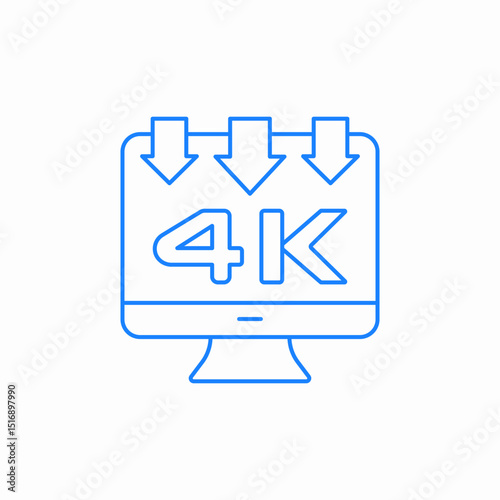 4k download monitor icon sign vector