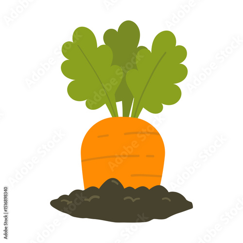 Cartoon Carrot in Soil Illustration