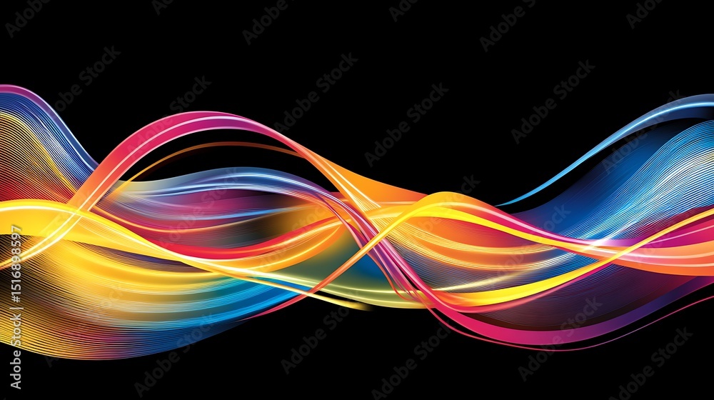 Naklejka premium Abstract vibrant flowing ribbons (1)