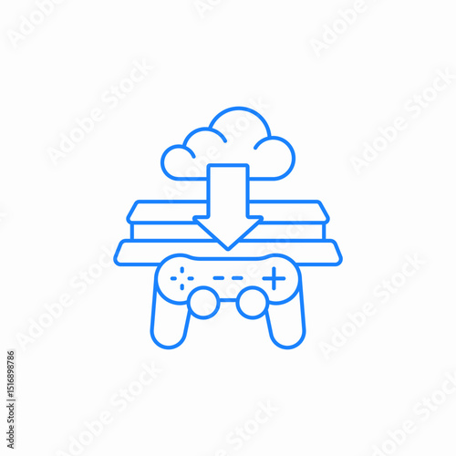 cloud download gaming icon sign vector