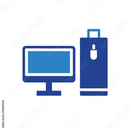 Battery and Computer Icon in Blue Theme