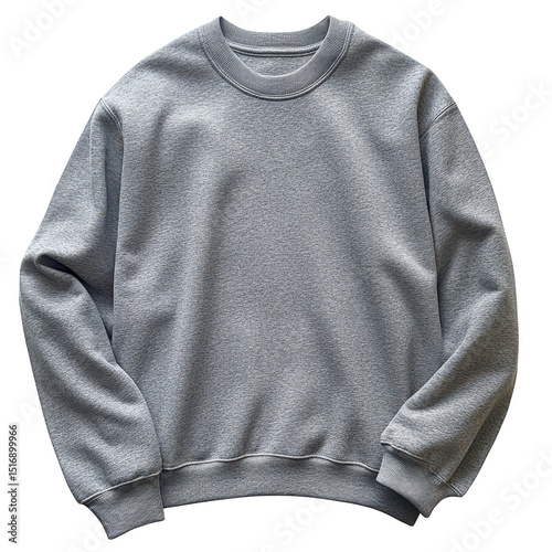 Grey crewneck sweatshirt mockup isolated on transparent background