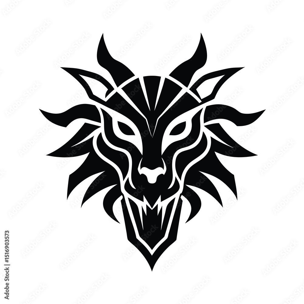 Fototapeta premium Abstract wolf head vector illustration in black color