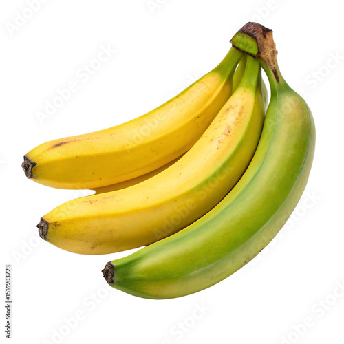 Photorealistic Bananas in Yellow and Green Colors with Smooth Texture