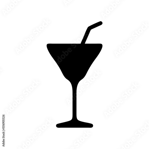Illustration of a cocktail drink in a glass with a straw, bar, party, celebration, drink, alcohol, juice