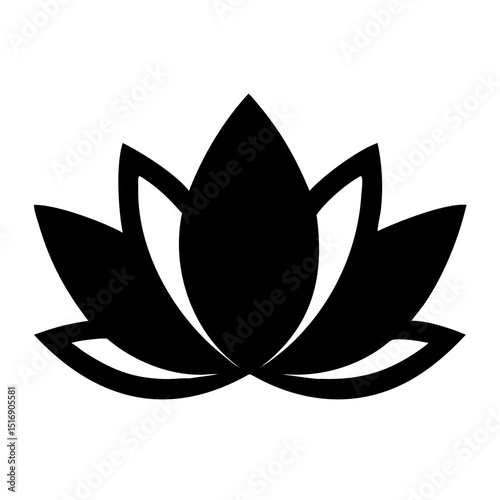 Black lotus flower vector illustration for yoga meditation spa design and decoration element