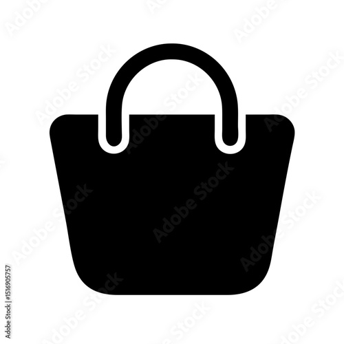 Shopping bag icon vector illustration, black silhouette of a tote bag for online store use design