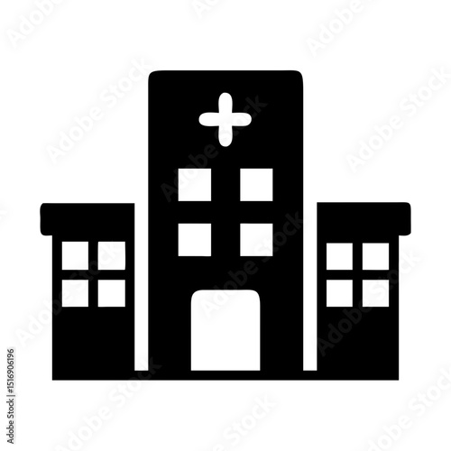 Vector graphic of a hospital building with cross for medical healthcare services symbol icon