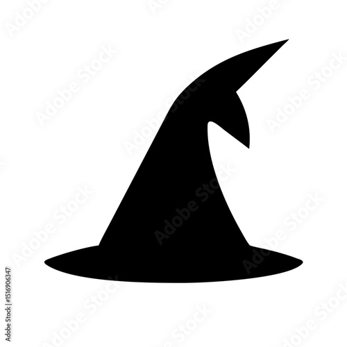 Witch hat halloween costume wizard pointy cap silhouette magic spell witchcraft accessory vector art