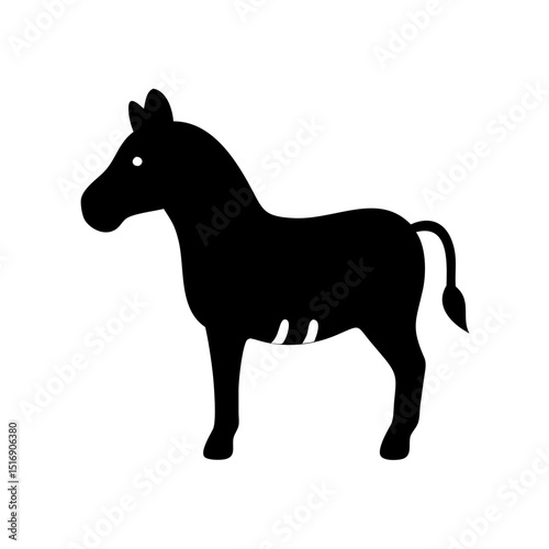 Black silhouette of a zebra vector illustration animal mammal wildlife safari zoo african equine art