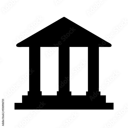 Vector graphic of a bank building courthouse government building with pillars and roof design