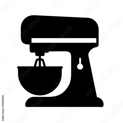 Illustrative kitchen mixer appliance for baking cake dough and food preparation equipment vector icon
