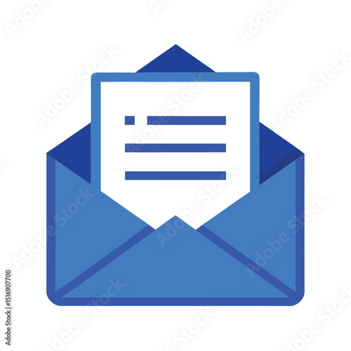 Blue Open Envelope with Document Inside