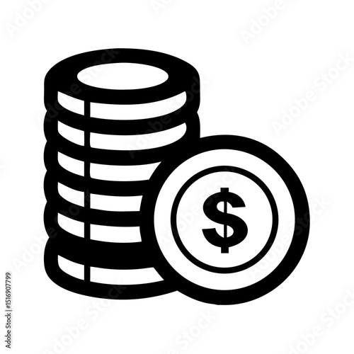 Illustration of money coins currency wealth finance investment savings dollar icon symbol cash