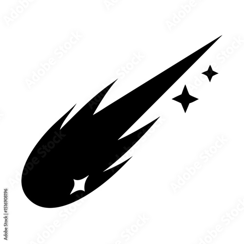 Illustration of a black comet with stars shooting star meteor space galaxy cosmic celestial object