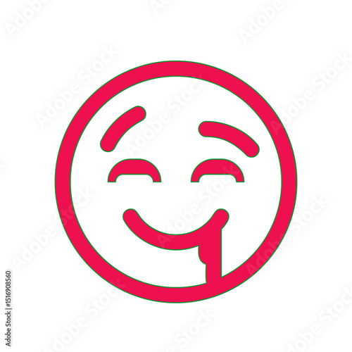 A Delightfully Drooling Emoticon: A Vector Graphic of a Happy Face with a Drool