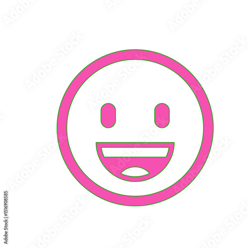 A Bold  Black and White Illustration of a Joyful  Open-Mouthed Smiley Face Emoji