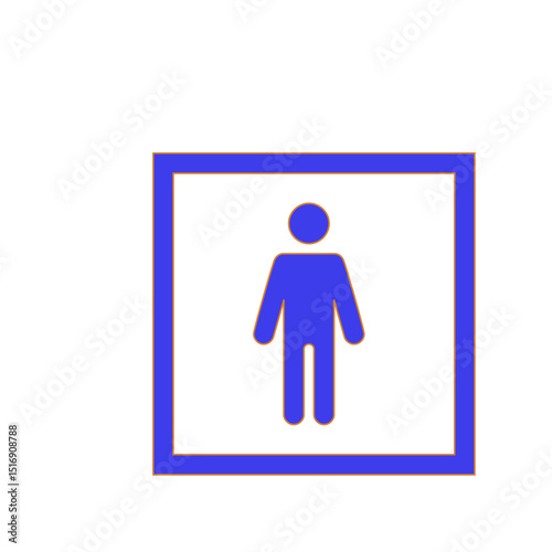 A Simple Pictorial Representation of a Person Inside a Square Enclosure  Indicating a Room or Space.