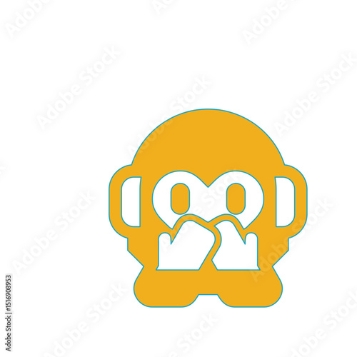 See No Evil: A Stylized Monkey Icon Representing Silence and Secrecy