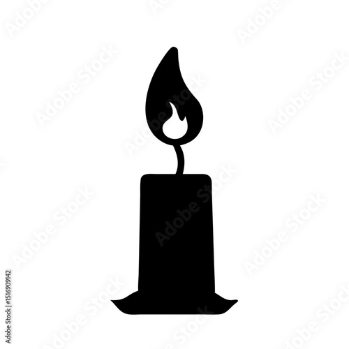 Black candle with flame vector illustration for decoration and memorial service concept art design