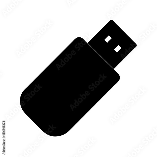 Download usb drive vector image for data storage and transfer digital file black and white icon
