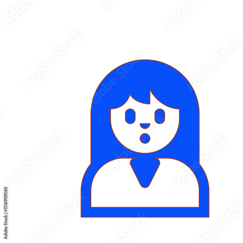 A Surprised Woman Icon: Simple, Blue, and Strikingly Expressive Vector Illustration