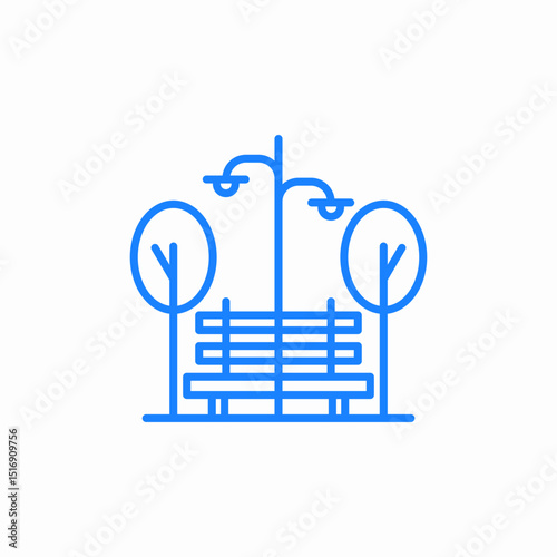 park bench scene icon sign vector