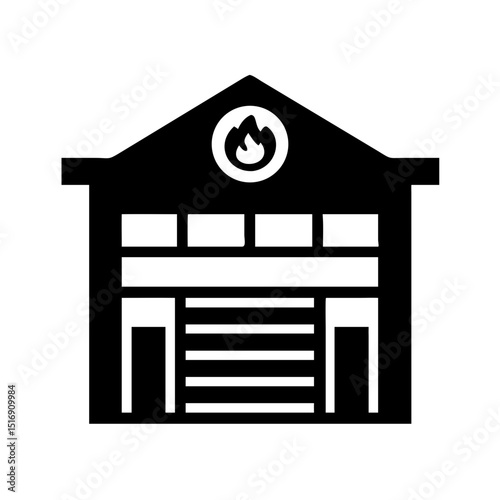 Fire station building icon vector illustration for emergency services and fire rescue design