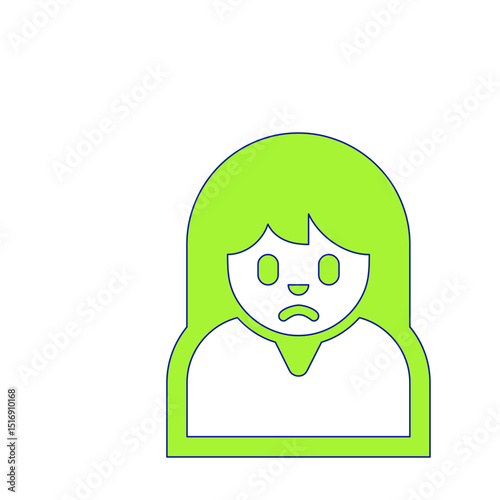 Depressed Female Character Icon: A Simple Vector Illustration