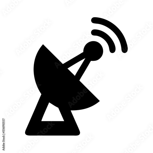 Satellite dish antenna vector icon for communication technology and signal transmission design element
