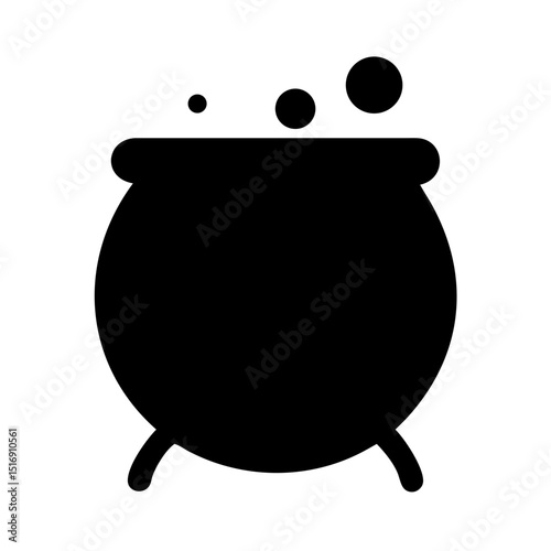 Cauldron witch halloween potion magic cooking pot boiling brew spooky witchcraft black cauldron icon