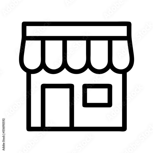 Illustration of a simple store front shop building with awning for business and retail use