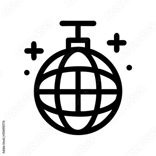 Disco ball party celebration nightlife entertainment dance club music event shiny mirror ball design icon