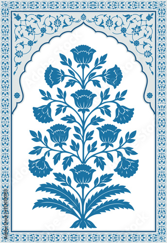 Tradition Mughal motif. Mughal hand drawn flower, Mughal wall paintings.