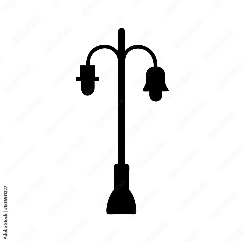 Vector illustration of a vintage street lamp post light silhouette for outdoor lighting design