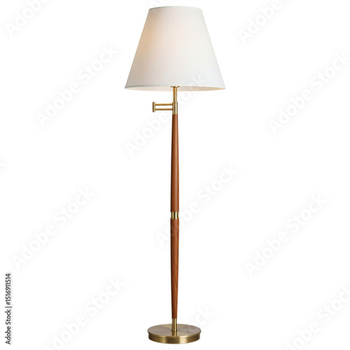 Quadro su tela Modern floor lamp with wooden and brass accents