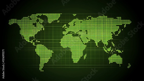 Green pixelated world map