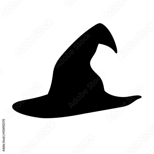 Witch hat halloween costume wizard magic trick or treat spooky fantasy spell silhouette vector art