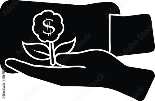 Hand Holding Money Flower Symbolizing Financial Growth


