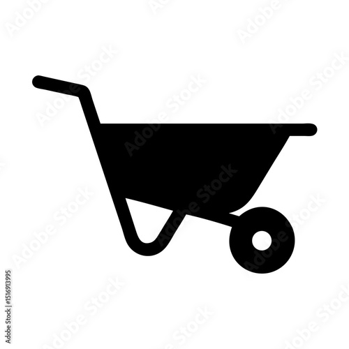 Illustration of black wheelbarrow tool equipment garden cart construction farming vector art